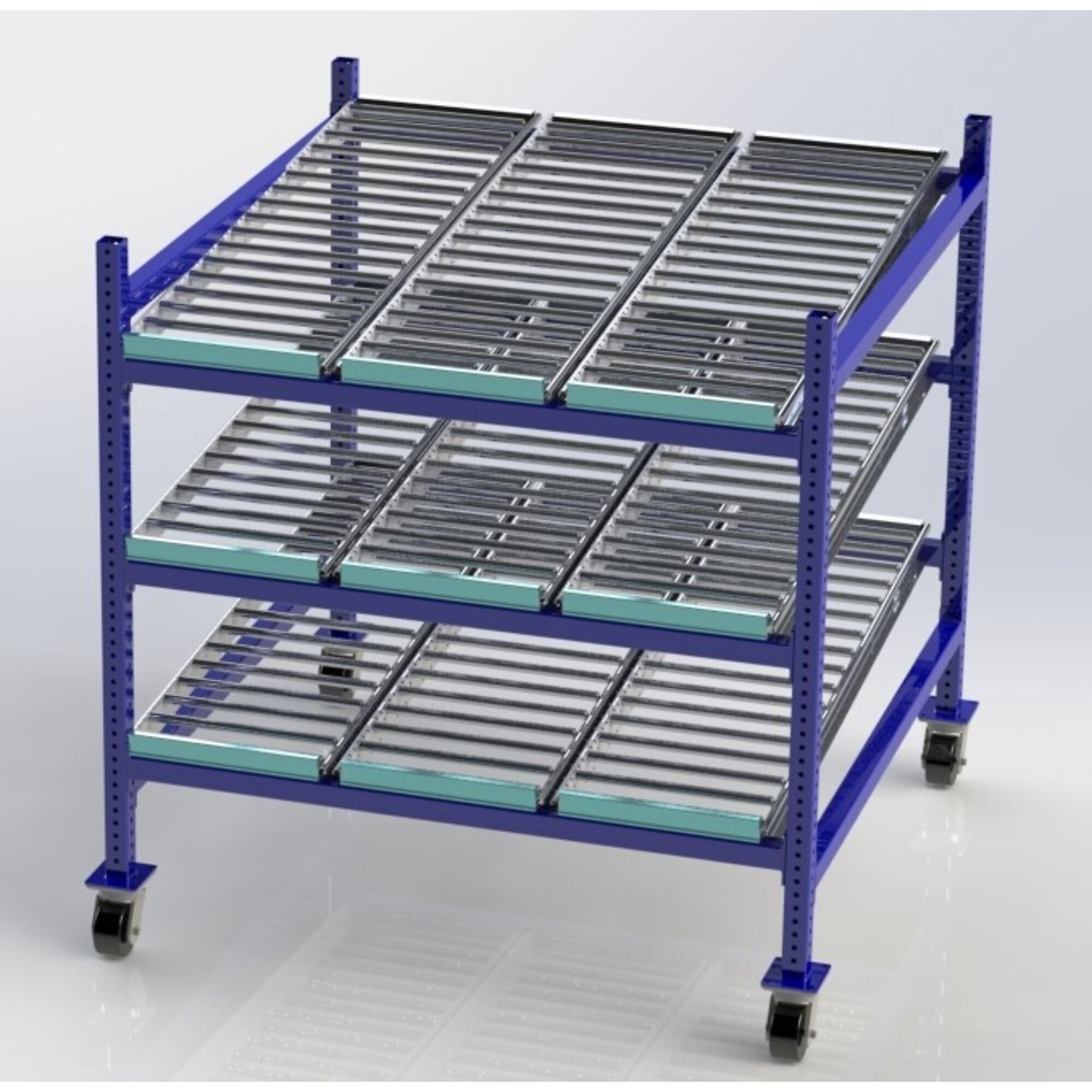 Unex Mobile Wheeled Gravity Flow Rack, 60in. x 48in. x 48in., Model# MCF99SR48483
